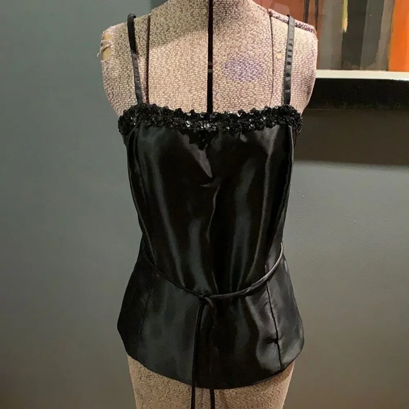 Ten Karats black satin sequin trim camisole, small - Picture 1 of 7